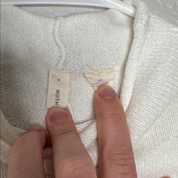 Anthropologie Moth Saskia Mock Neck Winter White Knit Sweater XS Minimalist - Picture 3 of 8